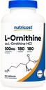 Nutricost L-Ορνιθίνη 500mg, 180 Κάψουλες - Μη ΓΤΟ και Χωρίς Γλουτένη