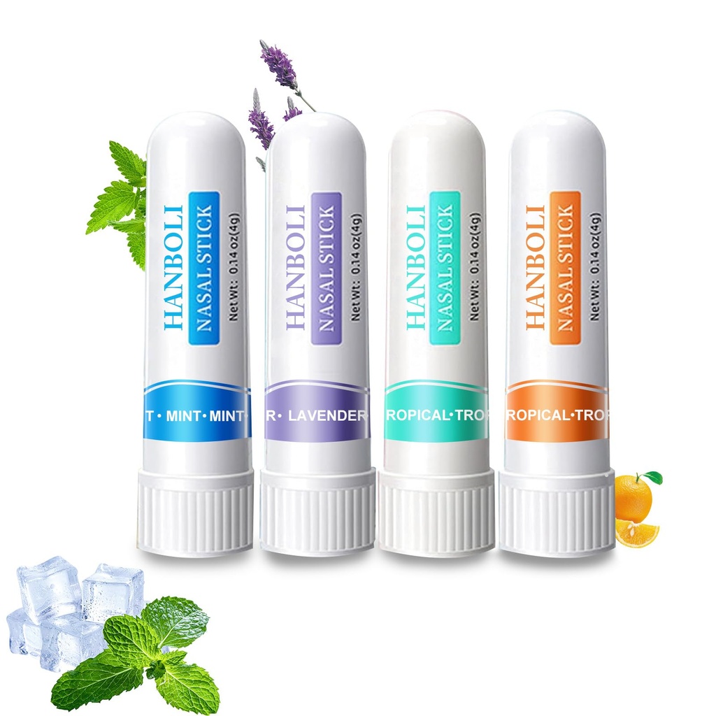 Nasal Sticks, Portable Nasal Stick for Daily Refreshing, Nose Inhaler Sticks, Nose Inhaler Boost Energy Set, Natural Cool Refreshing Sensation