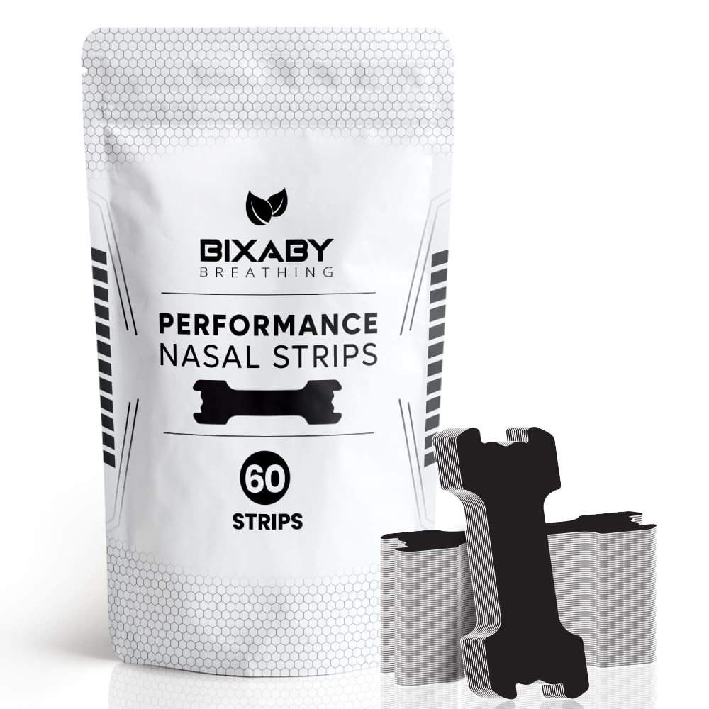 Performance Nose Strips for Breathing - Oil & Sweat Proof Adhesive - Extra Strength Athletic Nasal Strips for High Performance - Improves Oxygen Intake, Sleep & Reduces Snoring (Slim, 60)