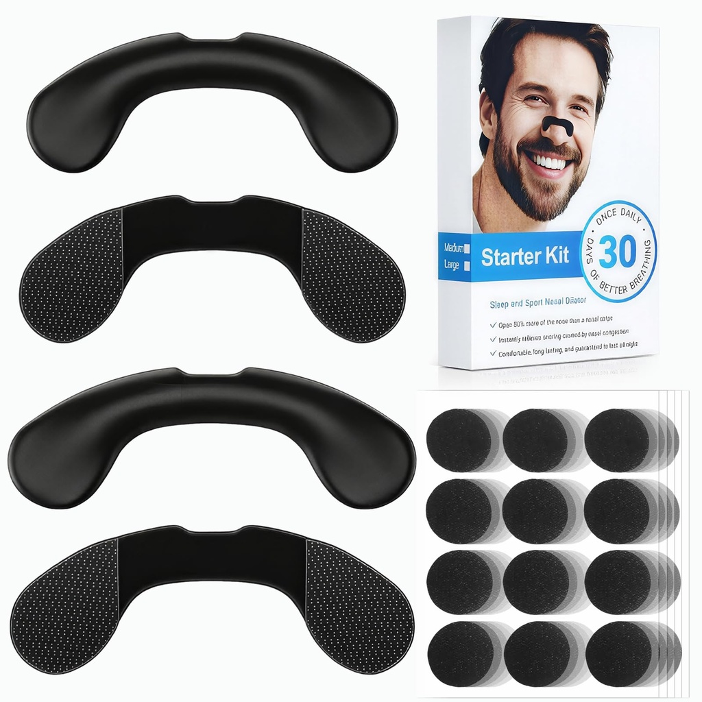 Nasal Strips for Snoring (30 Count, Black), Boost Oxygen Uptake & Sleep Quality, Anti Snore Device for Congestion Relief, Sweat Resistant, Strength Snoring Solution for Comfortable Sleep