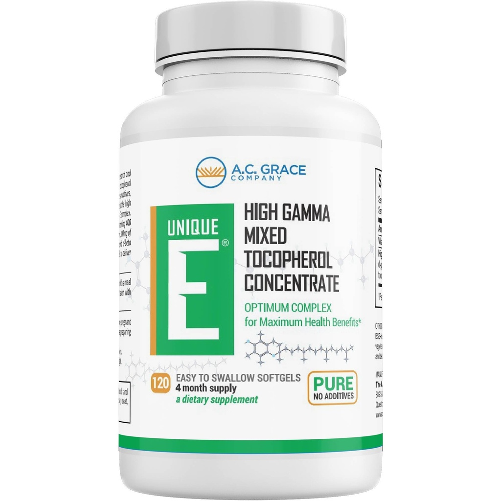 UNIQUE E A.C. Grace Company Mixed Tocopherols 120 μαλακά γέλη, υποστηρίζει υγιή εγκεφαλική λειτουργία, γενική υγεία, και υποστήριξη γήρανσης, όλα-φυσικά βιταμίνη Ε και Kosher