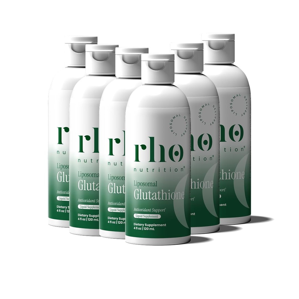 Rho Nutrition Liposomal Glutathione - Ultra High Absorption Liquid Glutathione Supplement - Supports Natural Detoxification, Immune System, Skin Health, Mental Clarity & Overall Well-Being - 6-Pack