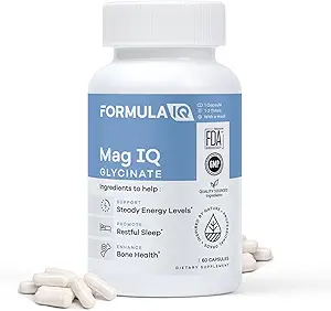 FIQ - Mag IQ Glycinate - Magnesium Bisglycinate Chelate TRAACS - High Absorption Magnesium Glycinate Supplement - Sleep, Daily Energy, & Bone Wellness - 60 Capsules