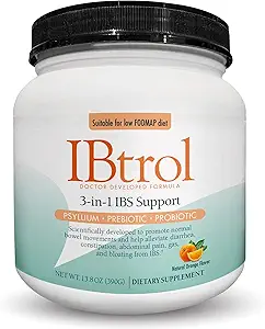 IBtrol® 3–in–1 IBS συμπλήρωμα υγείας κόκκων με Psyllium, Prebiotic και Probiotics, διαχειρίζεται τα συμπτώματα IBS, αέριο, Bloating, Διάρροια, δυσκοιλιότητα, κοιλιακός πόνος 60 εξυπηρετήσεις (Φυσική γεύση πορτοκάλι)