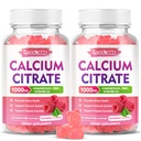 2 Συσκευασία Ασβέστιο Κιτρικό Gummies 1000mg w/Vitamin D3, Υψηλή Απορρόφηση Γόμες Ασβέστου για γυναίκες και άνδρες, Συν Μαγνήσιο, Κάλιο, Ψευδάργυρος για τους μυς & ανοσοποιητικό, Βατόμουρο Γεύση, 120 Count