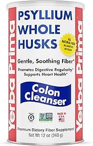 Yerba Prima Psyllium Whole Husk, 1 Bottle 12 oz - Fiber Supplement, Vegan, No Sugar or Artificial Sweeteners, Non GMO, Gluten Free
