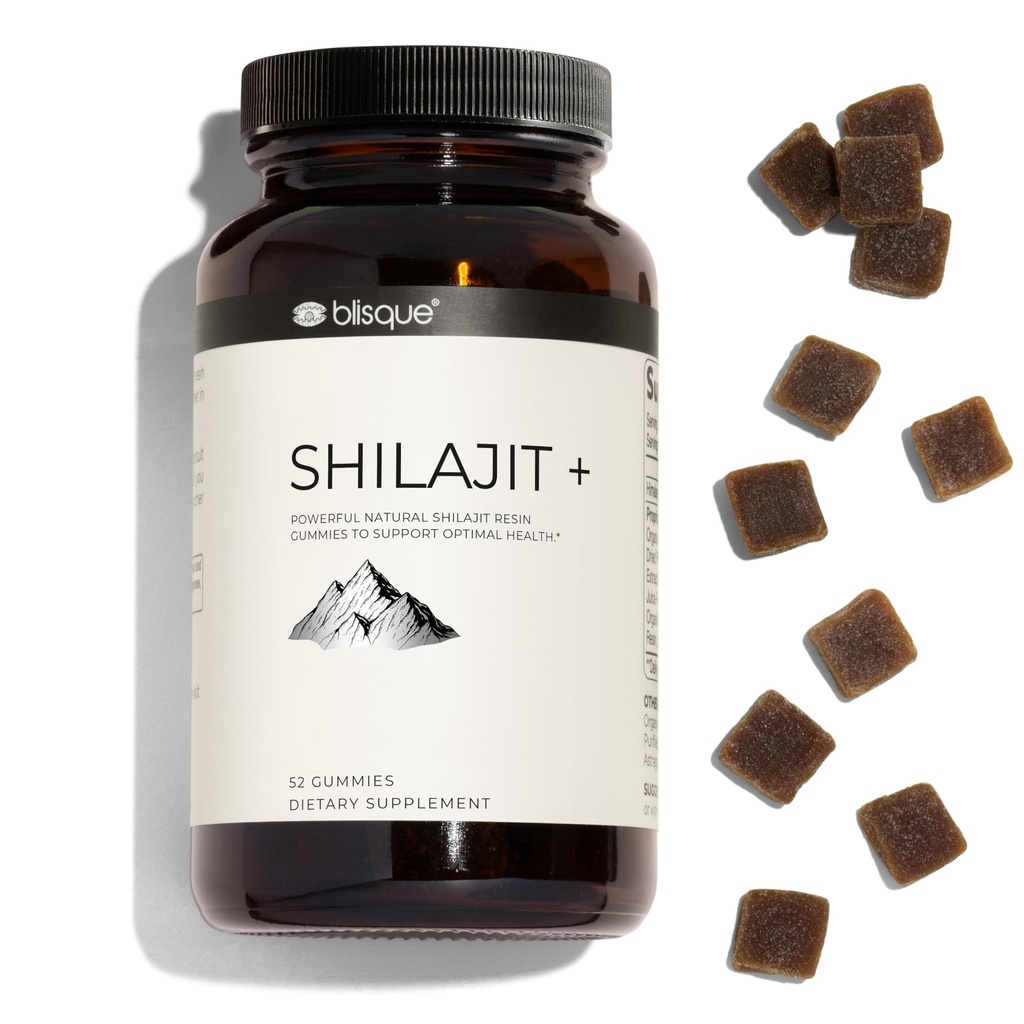 Blisque – Himalayan Organic Shilajit Resin Gummies Supplement | Contains Fulvic Acid and Trace Minerals | Authentic and Natural | 52 Gummies