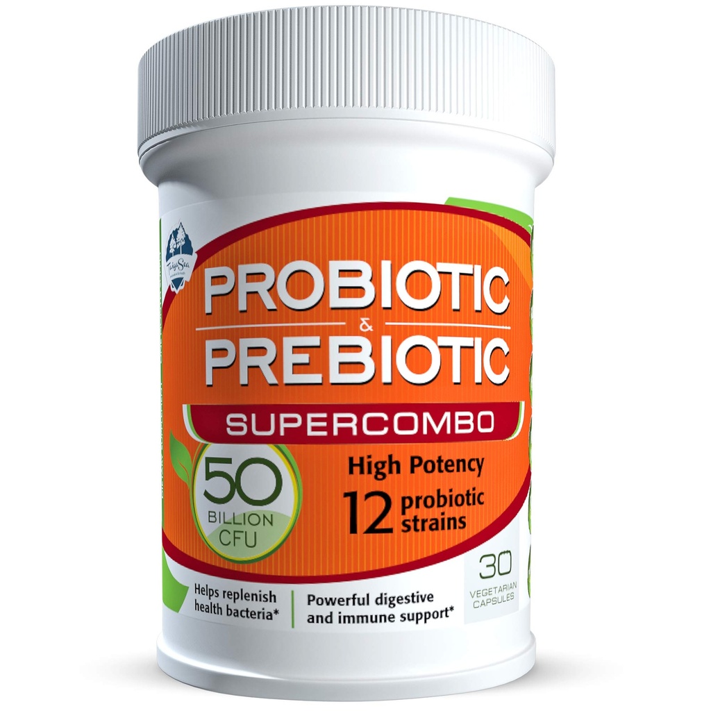 50 δις CFU Prebiotic και Probiotic συμπλήρωμα για γυναίκες και άνδρες, 12 στεφάνες για την καθημερινή ανοσοποιητική υποστήριξη και την πέψη υγεία, 30 κάψουλες λαχανικών, μη ψυκτικά προβιοτικά υψηλής ισχύος