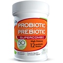 50 δις CFU Prebiotic και Probiotic συμπλήρωμα για γυναίκες και άνδρες, 12 στεφάνες για την καθημερινή ανοσοποιητική υποστήριξη και την πέψη υγεία, 30 κάψουλες λαχανικών, μη ψυκτικά προβιοτικά υψηλής ισχύος