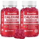 Ασβέστιο Gummies + Μαγνήσιο & Ψευδάργυρος με βιταμίνη D3 & K2, Υψηλή Απορρόφηση Συμπλήρωμα ασβεστίου για τα οστά, δόντια & ανοσοποιητική υποστήριξη, μη ΓΤΟ, Vegan, 120 Count