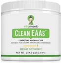 VitaMonk Clean EAA - EAAs with no Artificial Sweeteners for Pre-Workout, Energy and Recovery - Max Bioavailable EAA Powder with 9 Essential Amino Acids - Φυσικό άρωμα λεμονάδας