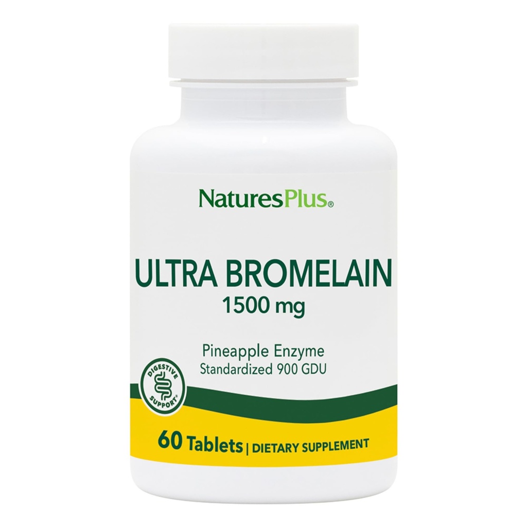 NaturesPlus Ultra Bromelain 1500 mg - 60 Tablets, Pack of 2 - Supports Joints, Digestive Health & Overall Well-Being - Vegetarian, Gluten Free - 120 Total Servings