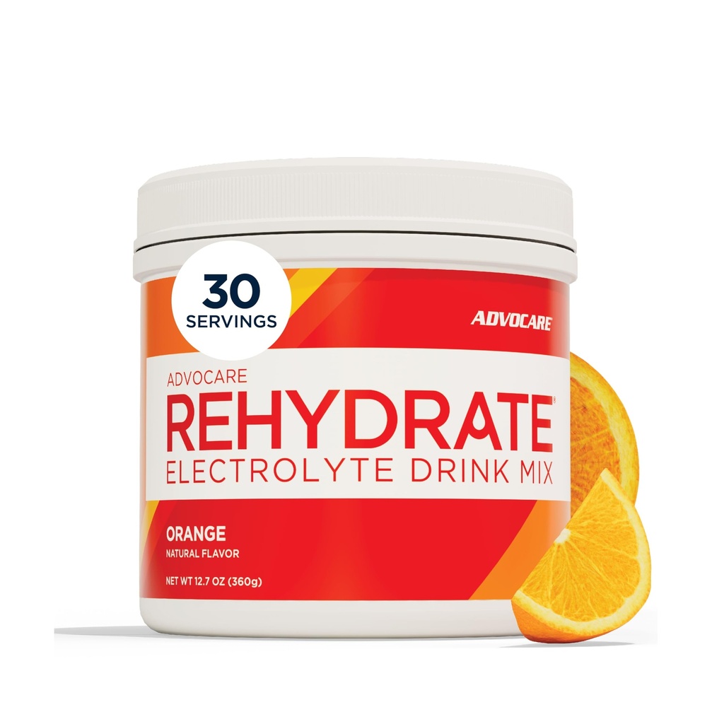AdvoCare Rehydrate - Ηλεκτρολυτικό Μείγμα Ποτού - Περιλαμβάνει Μαγνήσιο, Νάτριο, Κάλιο & Ασβέστιο - Αντιοξειδωτικό & Αμινοξύ Ενισχυμένο - Υποστηρίζει Ενυδάτωση & Ανάκτηση - Πορτοκαλί, 12,7 oz