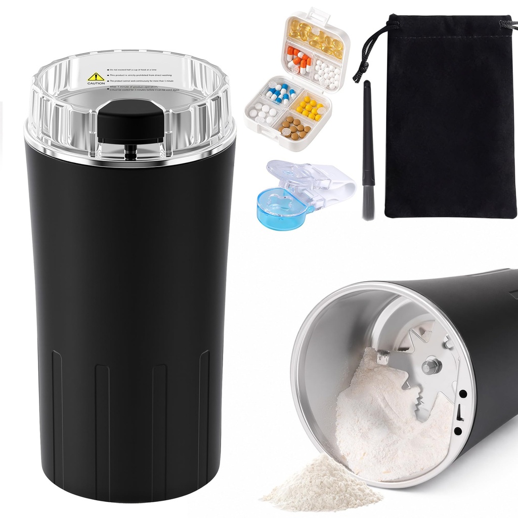 Electric Pill Crusher, Suitable for Grind and Pulverize Multiple Pills, Electric Pill Crusher Fine Powder, Small or Large Medication Tablets to Fine Powder for Elderly and Pets