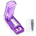 Multiple Pill Cutter for Small or Large Pills, Adjustable Pill Splitter for Multi Tablets, Stainless Steel Cutting Blade and Blade Guard (Purple)