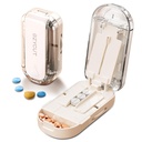 Multi-Pill Cutter with Replaceable Blades & Safety Guard – Precision Splitter for Small to Large Tablets. (Beige)