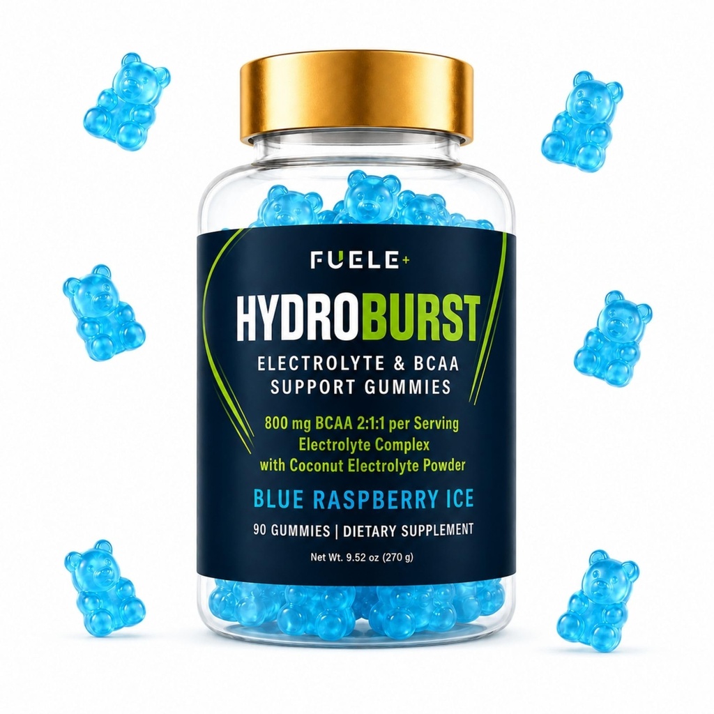 Electrolyte Gummies with BCAA 2:1:1 – Sugar Free Hydration Support Gummies with Potassium, Magnesium & Sodium, Coconut Electrolyte Powder – Vegan Blue Raspberry Gummies (90 Count)