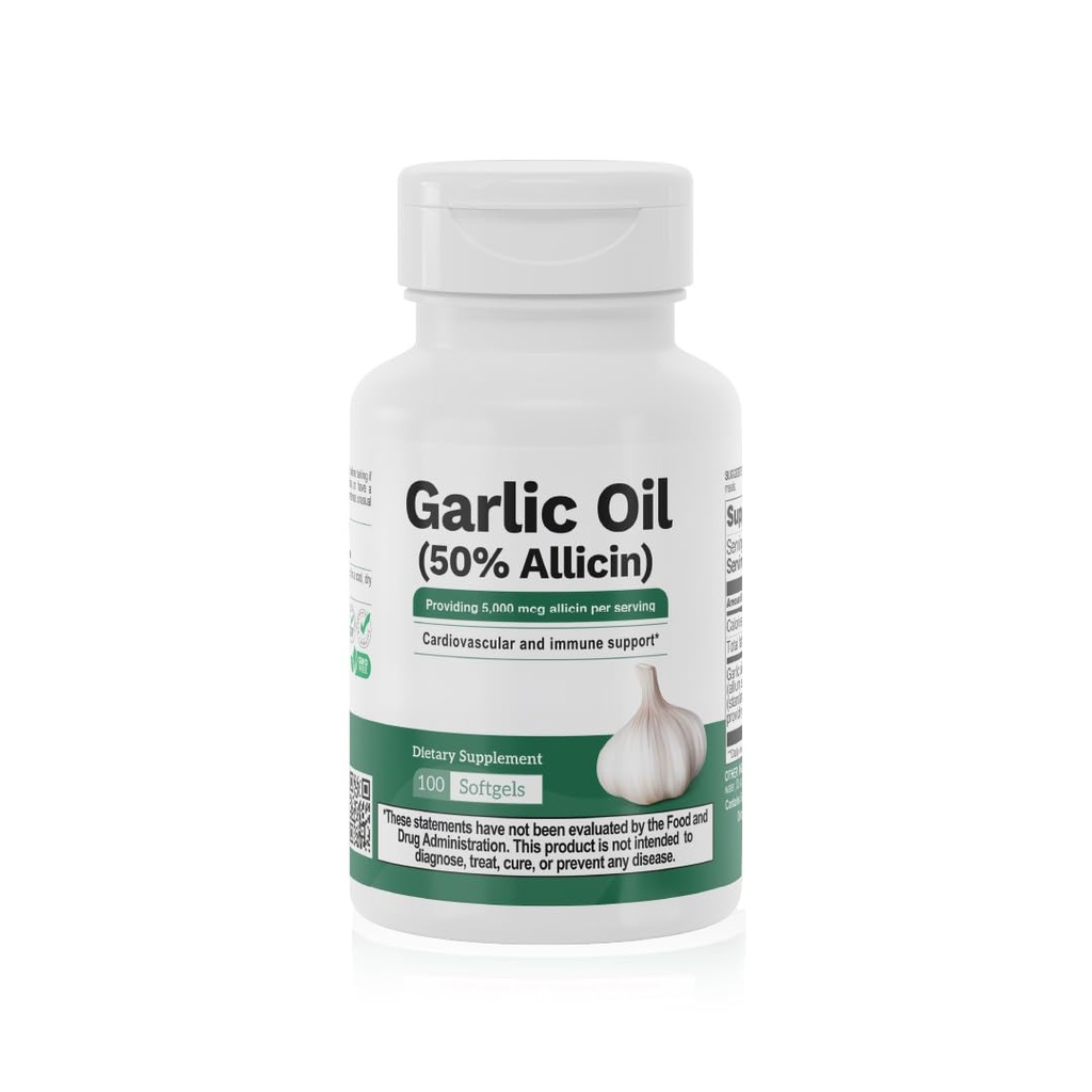 Garlic Supplement 5000 mg Heart Circulation Support 100 Softgels
