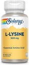 SOLARAY L L Lysine 500 mg Κάψουλες - Free-Form Essential Amino Acids Supplement - Ισχυρή υποστήριξη ευεξίας με L-Lysine Amino Acid - Lab Επαληθευμένο, 60-Day Εγγύηση, 60 VegCaps