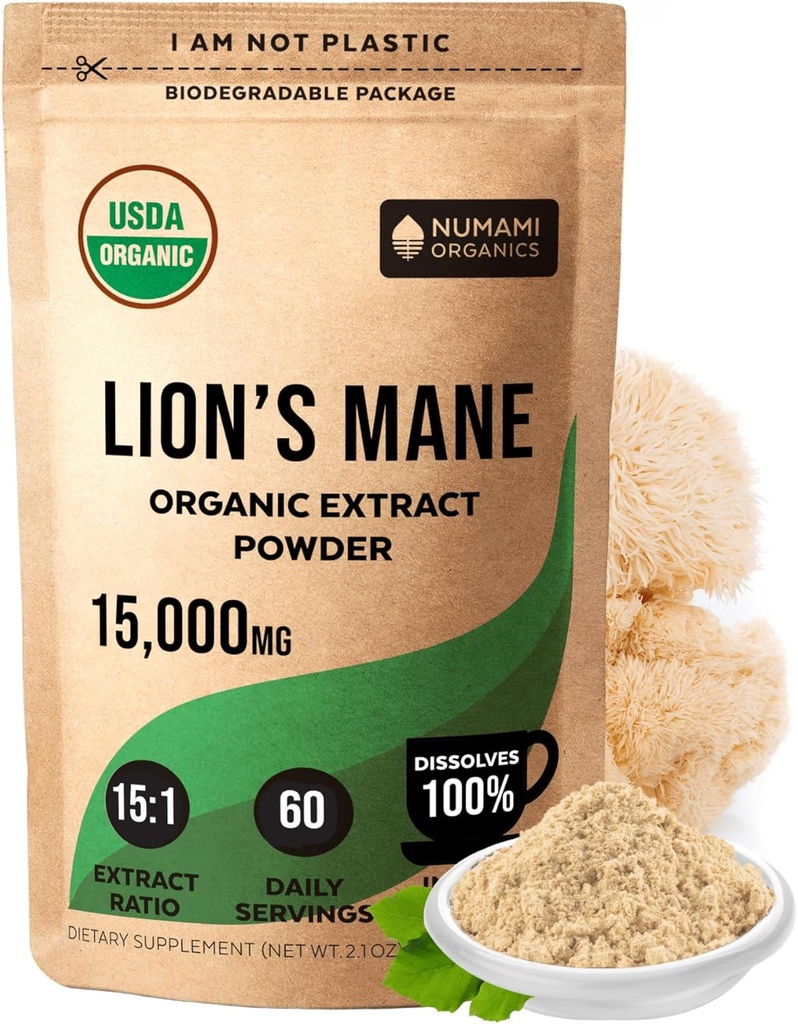 Numami οργανικά λιοντάρια Mane Mushroom Extract σκόνη 