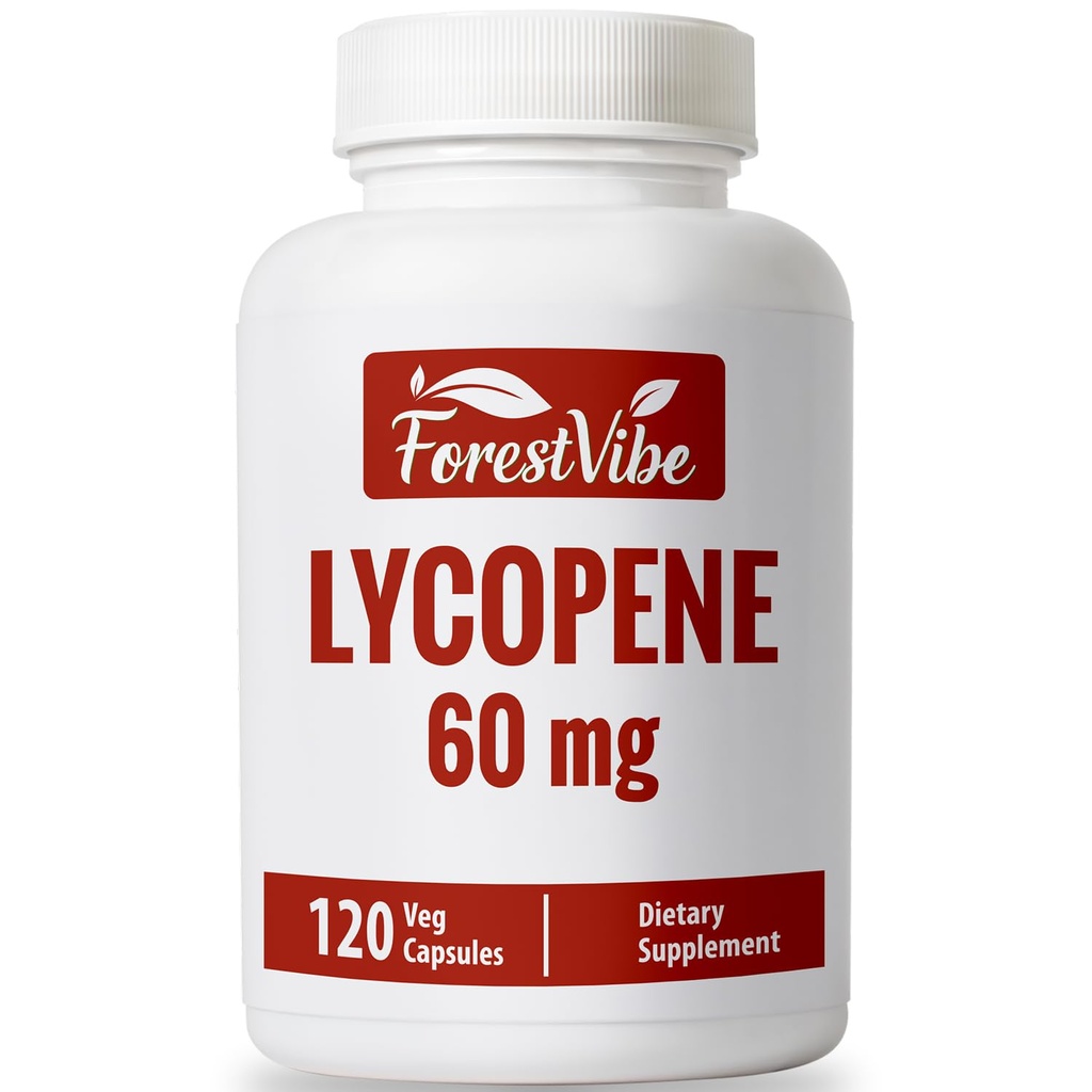 Lycopene Supplement for Men 60mg, Natural Carotenoid Complex from Tomato Extract Powder, 120 Vegan Capsules, 4 Month Supply, Non-GMO and Gluten Free Lycopene for Men & Women