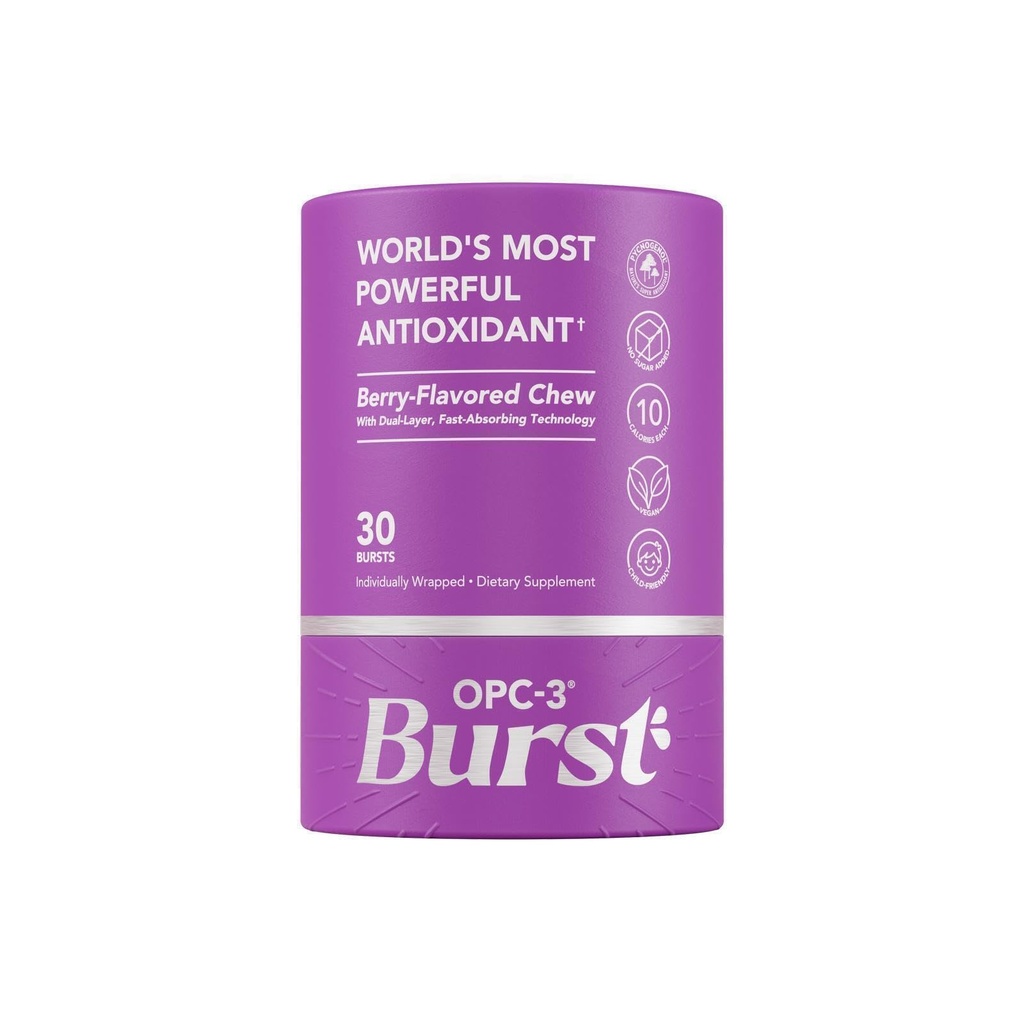 Isotonix OPC-3 Burst Antioxidant Soft Chews, Grape Seed, Pine Bark, Red Wine & Bilberry Extract, Plant-Based Vegan Gluten-Free Supplement for Immune & Cardiovascular Support, 30 Servings