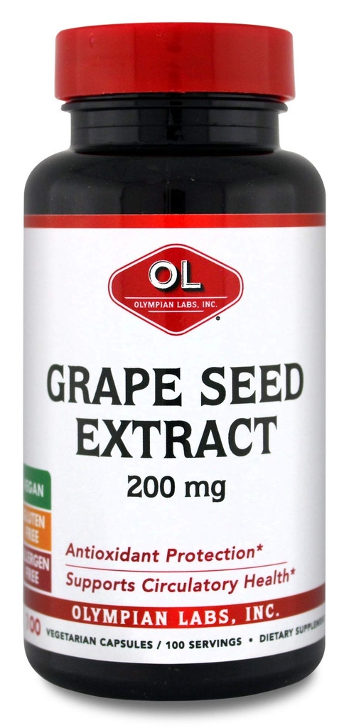 Olympian Labs Grape Seed Extract 200mg Vegan Capsules | Supports Heart & Immune Health, Antioxidant - Bulk 200 Servings