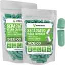 XPRS Nutra Vegan Μέγεθος 00 Χωριστές κάψουλες - 100 Count Premium Άδειες κάψουλες χωρίζονται σε τσάντες - 00 Χάπια Κενά για το συμπλήρωμα DIY πλήρωσης (Sage Green)