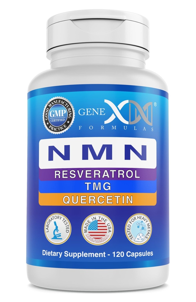 Genex Formulas NMN 500mg 4-in-1 with TMG, Quercetin and Resveratrol | Advanced NMN Blend with TMG 250mg, Quercetin 150mg and Resveratrol 150mg for Healthy Aging, and Antioxidant Support