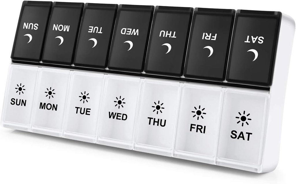 DANING Large Pill Organizer 2 φορές την ημέρα, εβδομαδιαίο κουτί ανά AM περίπτωση, ημέρα νύχτα εμπορευματοκιβώτιο 7 περίπτωση βιταμίνης δύο φορές