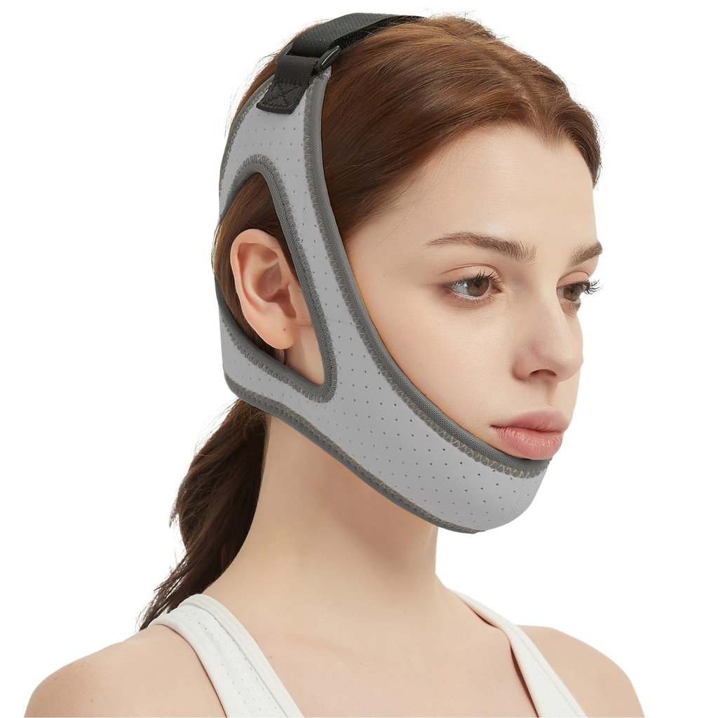 Chin Strap for Sleeping,Comfortable Anti Snoring Chin Strap for Men & Women, CPAP Chin Strap to Keep Mouth Closed, Adjustable Jaw Strap for Better Sleep (Gray)
