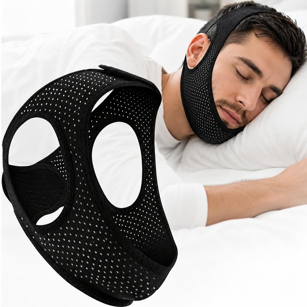 Anti Snore Chin Strap for Sleeping - Airflow Jaw Strap Adjustable & Comfortable - Effective Anti Snoring Devices- Stop Snoring Solution for Men & Women, Breathable and Reusable