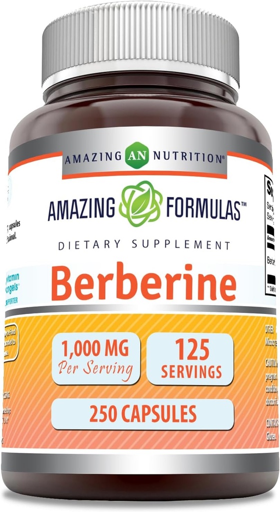 Amazing Formulas Berberine 1000mg Per Serving 250 Capsals Supplement 