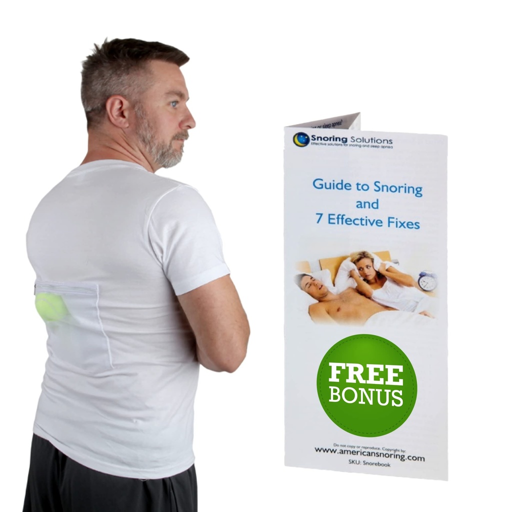 Anti Snoring Sleep Position Trainer Shirt, Snore Stopper, Large | Snoring solution shirt encourages side sleeping - breathable cotton snore aid tee for men and women who are Back Sleepers