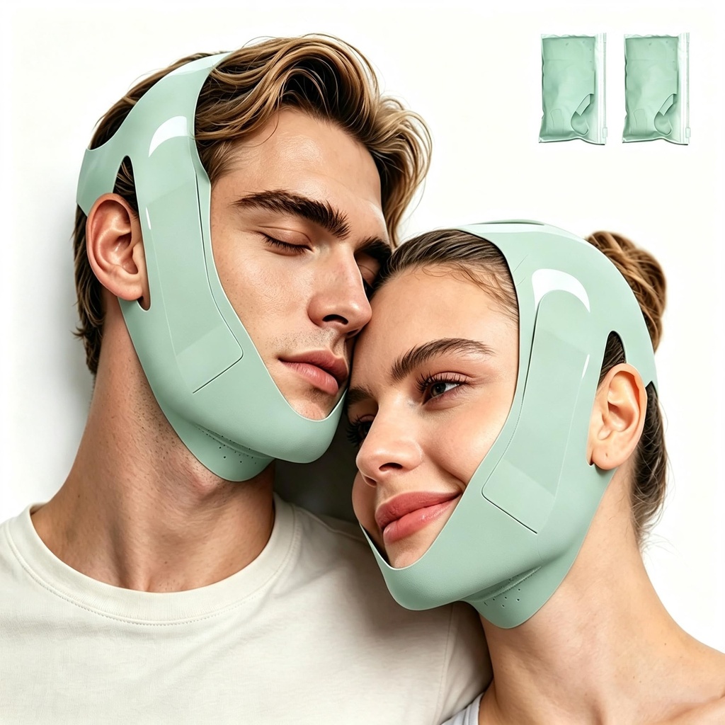 2-Pack Unisex Chin Strap for Snoring | Adjustable, Breathable & Skin-Friendly, Universal Fit Anti-Snore Set for Couples & Sleepers