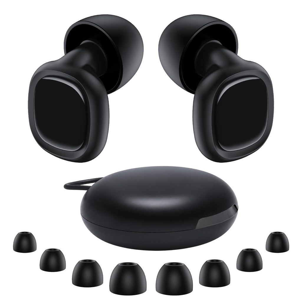 Ultra Soft Ear Plugs - 55dB (SNR) Noise Reduction Hearing Protection - Reusable Earplugs Flexible Comfortable Fit for Noise Sensitivity, Sleep, Work, Study, Airplane, Concerts & Festivals (Black)