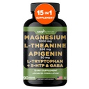 Gade Nutrition Magnesium Glycinate Complex L Theanine 200 mg Sleep Aid Apigenin, GABA, 5 HTP | Brain Supplements for Memory and Focus Ashwagandha Chamomile | Made in USA | 90 Capsules