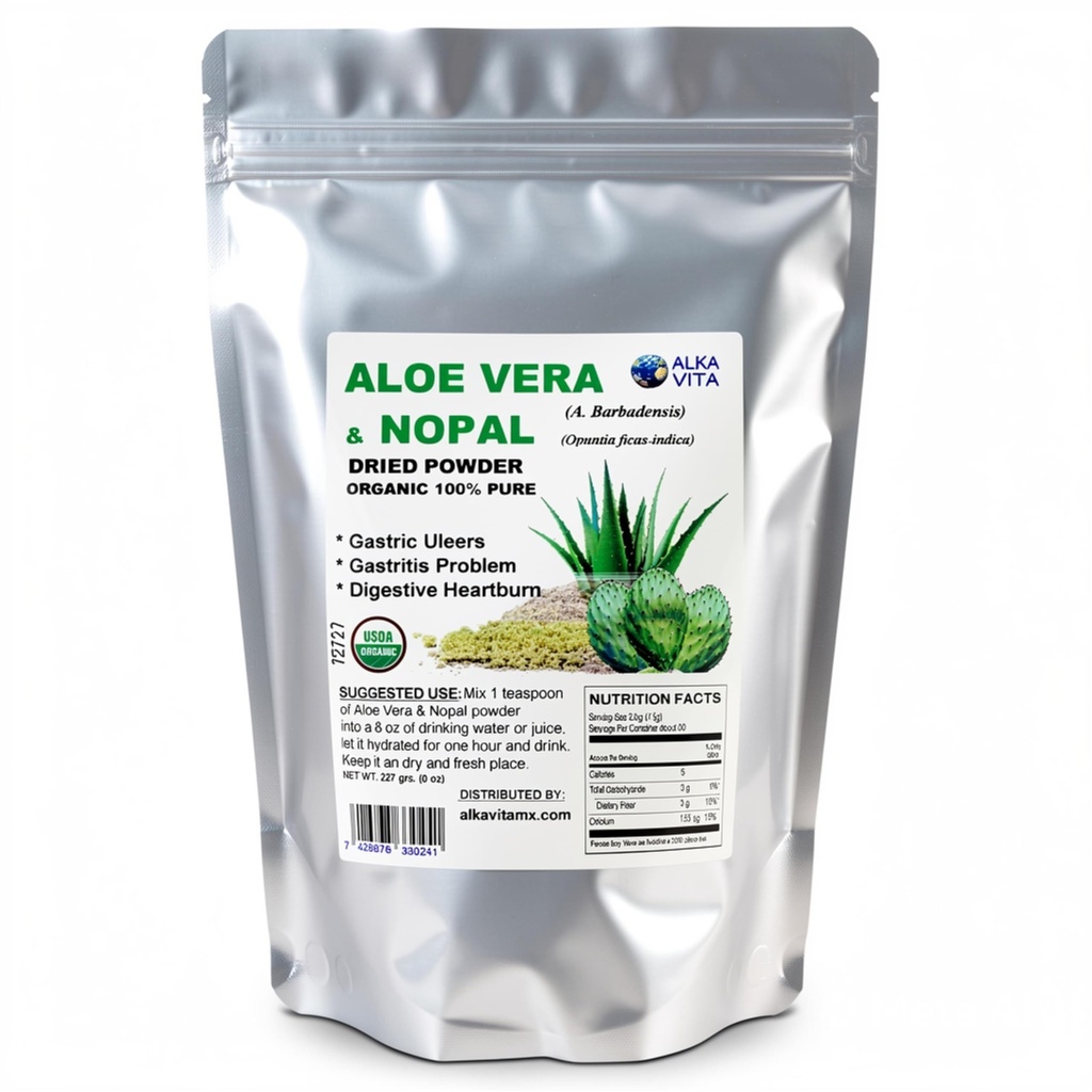Aloe Vera & Nopal Cactus Pure Dried Powder 1/2 lb. Bag