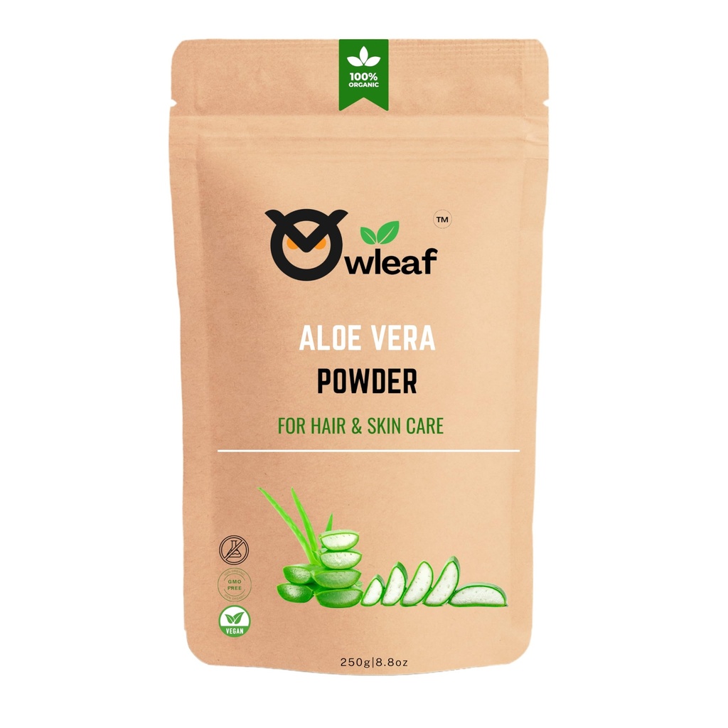 Owleaf’s Pure Organic Aloe Vera Powders || Natural Hair Growth & Hair Cleaning, Face Pack, Body & Skin Powders (8.8oz)