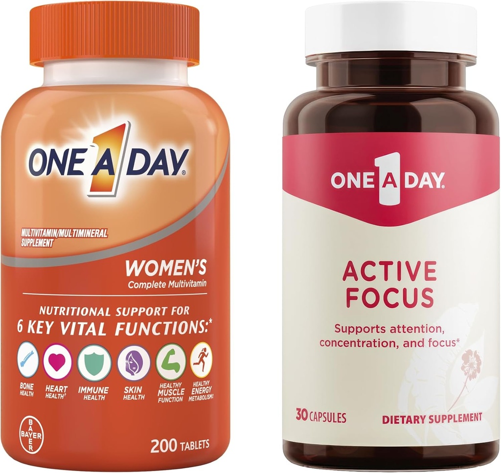 One A Day Bundle - One A Day Multivitamin for Women 200 Count Tablets και One A Day Active Focus Supplement, 30 Κάψουλες