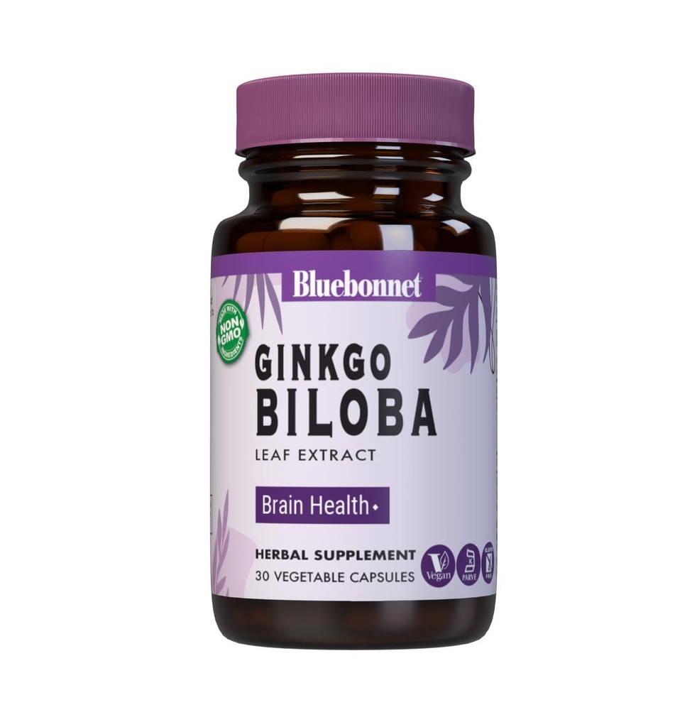 Bluebonnet Ginkgo Biloba Leaf Extract Supplement, 30 Count | Brain Health; Non-GMO, Vegan, Kosher Certified, Gluten-Free, Soy-Free