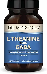 Δρ. Mercola L-Theanine Plus GABA, 60 κάψουλες, μη ΓΤΟ, χωρίς γλουτένη, χωρίς σόγια