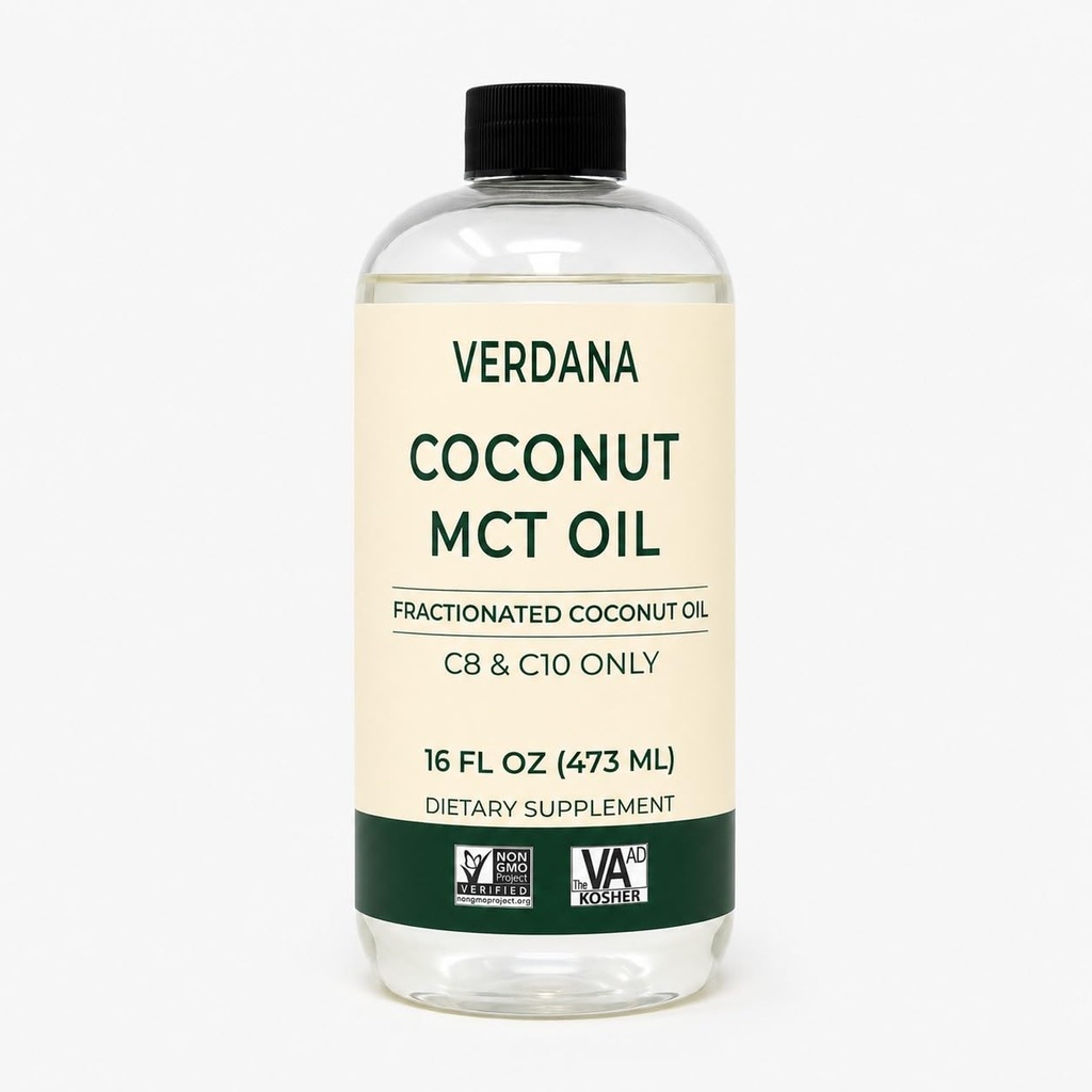 Verdana Food Grade MCT Oil 16 oz – For Keto Coffee, Unflavored Natural Oil Pulling Mouthwash & Massage - 100% Coconut Derived Fractionated – Medium Chain Triglycerides C8 C10 –Non-GMO, Kosher