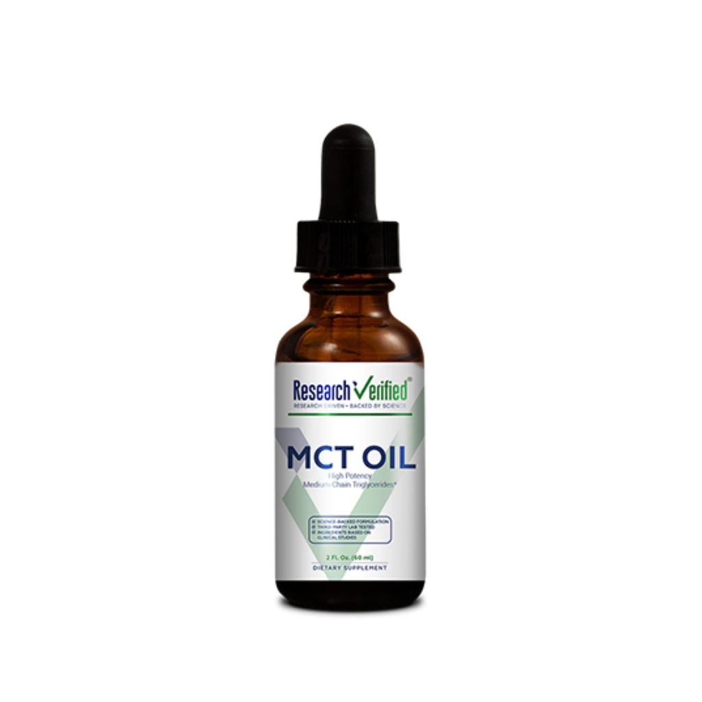 Research Verified 100% MCT Oil - 2 Fl. Oz. - 1 Bottle - Vegan Friendly