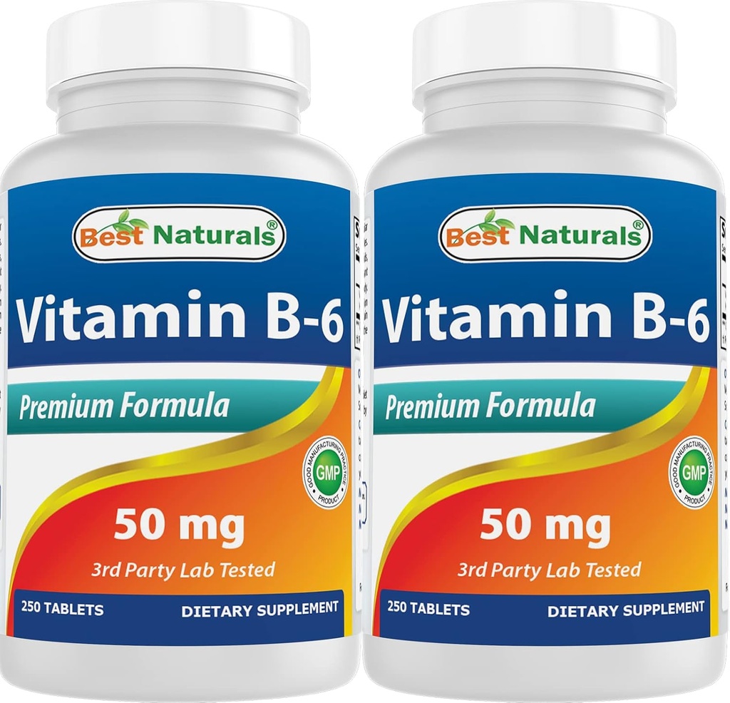 Best Naturals Βιταμίνη Β6 50 mg 250 δισκία (250 Count (Pack of 2))