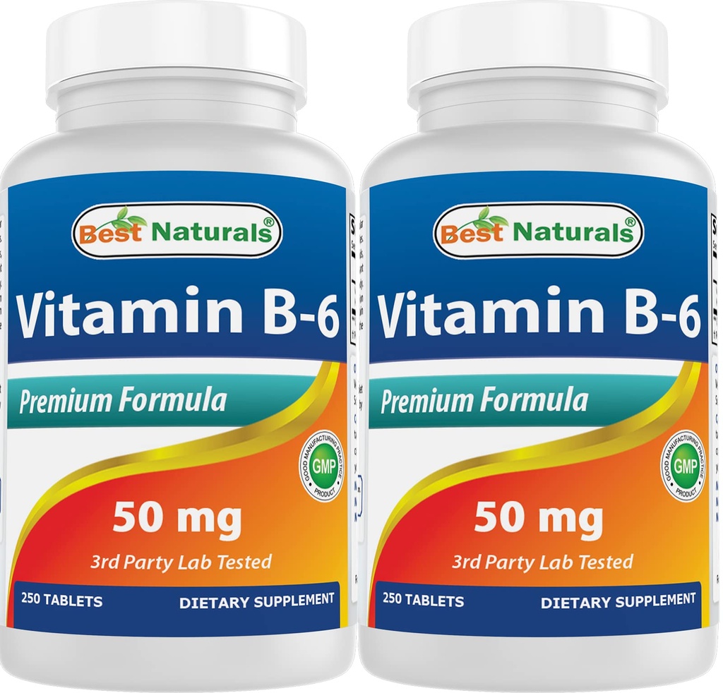 Best Naturals Βιταμίνη Β6 50 mg 250 δισκία (250 Count (Pack of 2))
