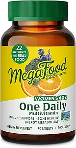 MegaFood Women's 40+ One Daily Multivitamin for Women - με βιταμίνη Β12, Β6, C, D, Zinc & Iron – Plus Real Food - Ανοσοποιητική Υποστήριξη - Υγεία των οστών - Μη ΓΤΟ - Χορτοφαγικά - 30 Tabs