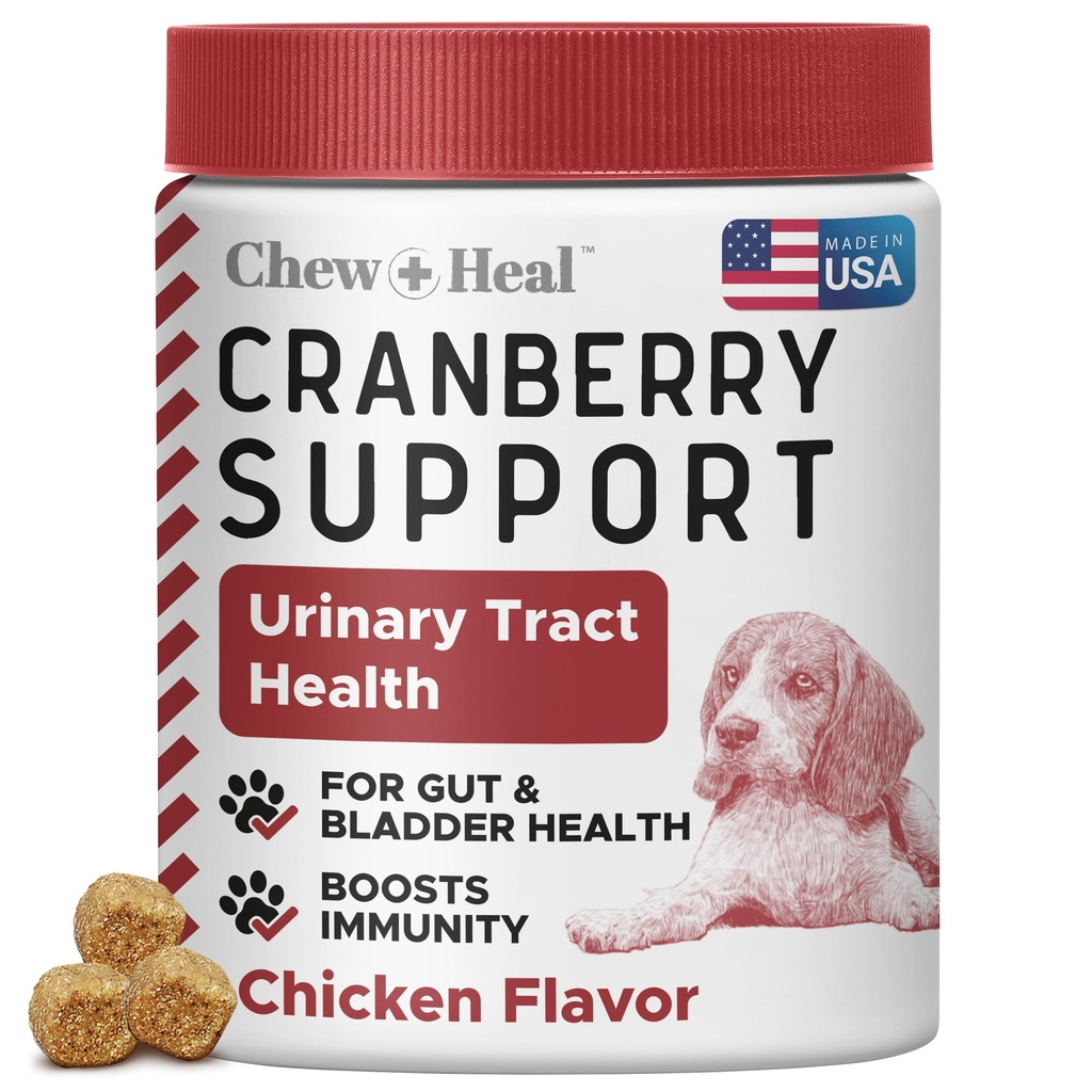 Dog UTI Treatment Cranberry Supplement for Dogs, 120 Soft Chews | Natural Urinary Tract Infection Support and Healthy Bladder Control – Made with Echinacea and Vitamin C