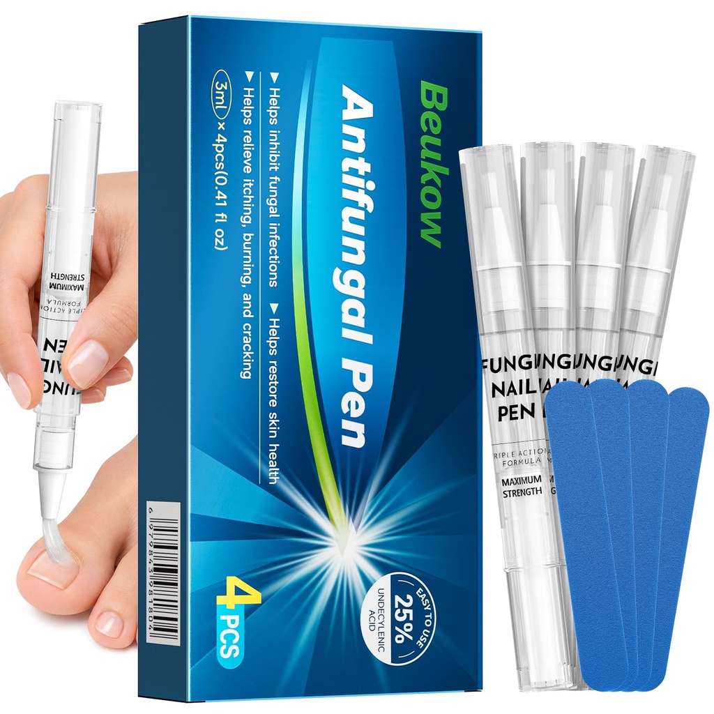 Nail Fungus Treatment Pen for Damaged Nails-Contains 25% Undecenoic Acid, Tea Tree Oils, along with Other Natural Ingredients, Mild and Non-Toenail Fungus Treatment Extra Strength 4pcs