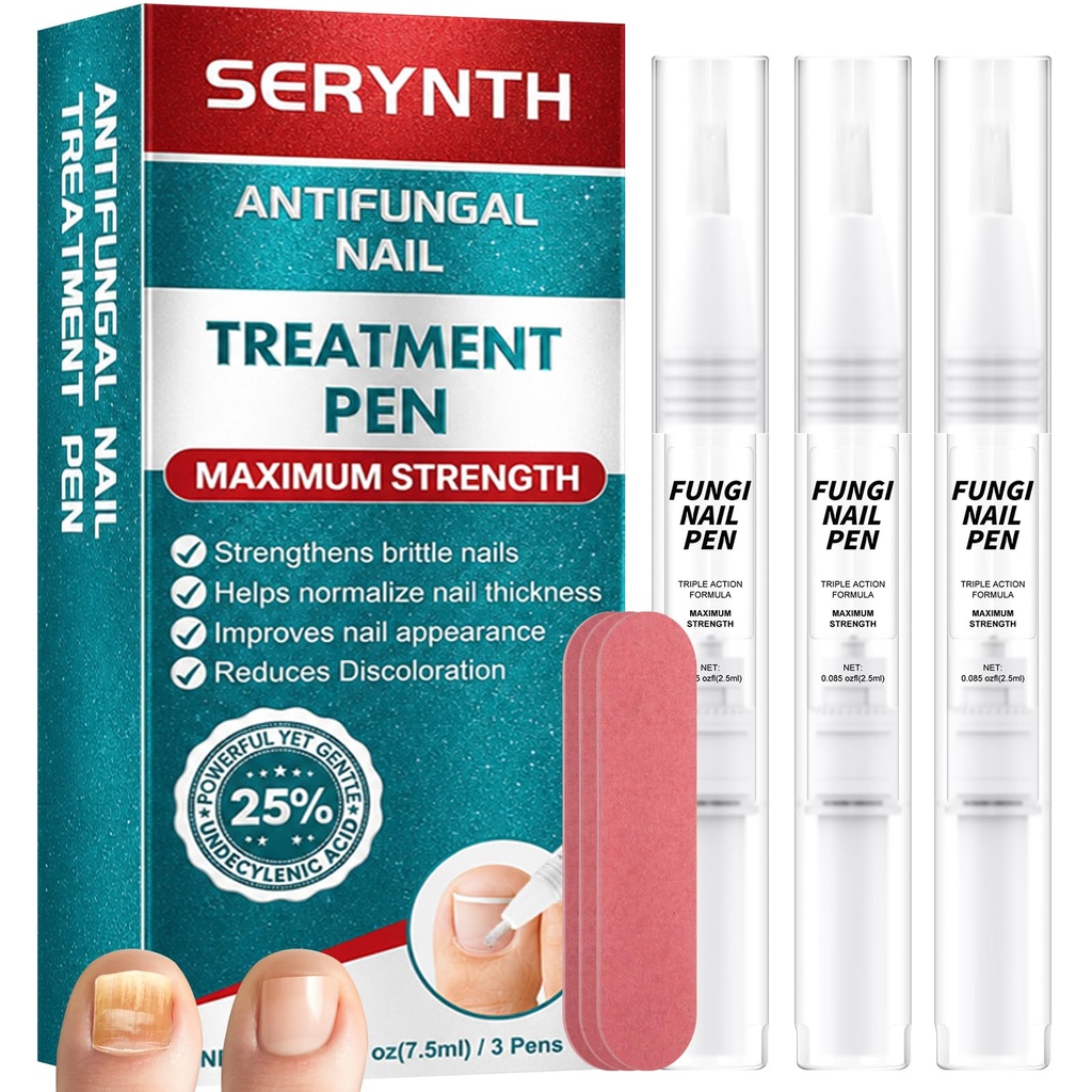 Nail Fungus Pen : Toenail Fungus Treatment Extra Strength - Antifungal Nail Repair for Damaged, Yellow, Thick Toenails - 25% Undecylenic Acid & Tea Tree Oil Mild and Non-Irritating